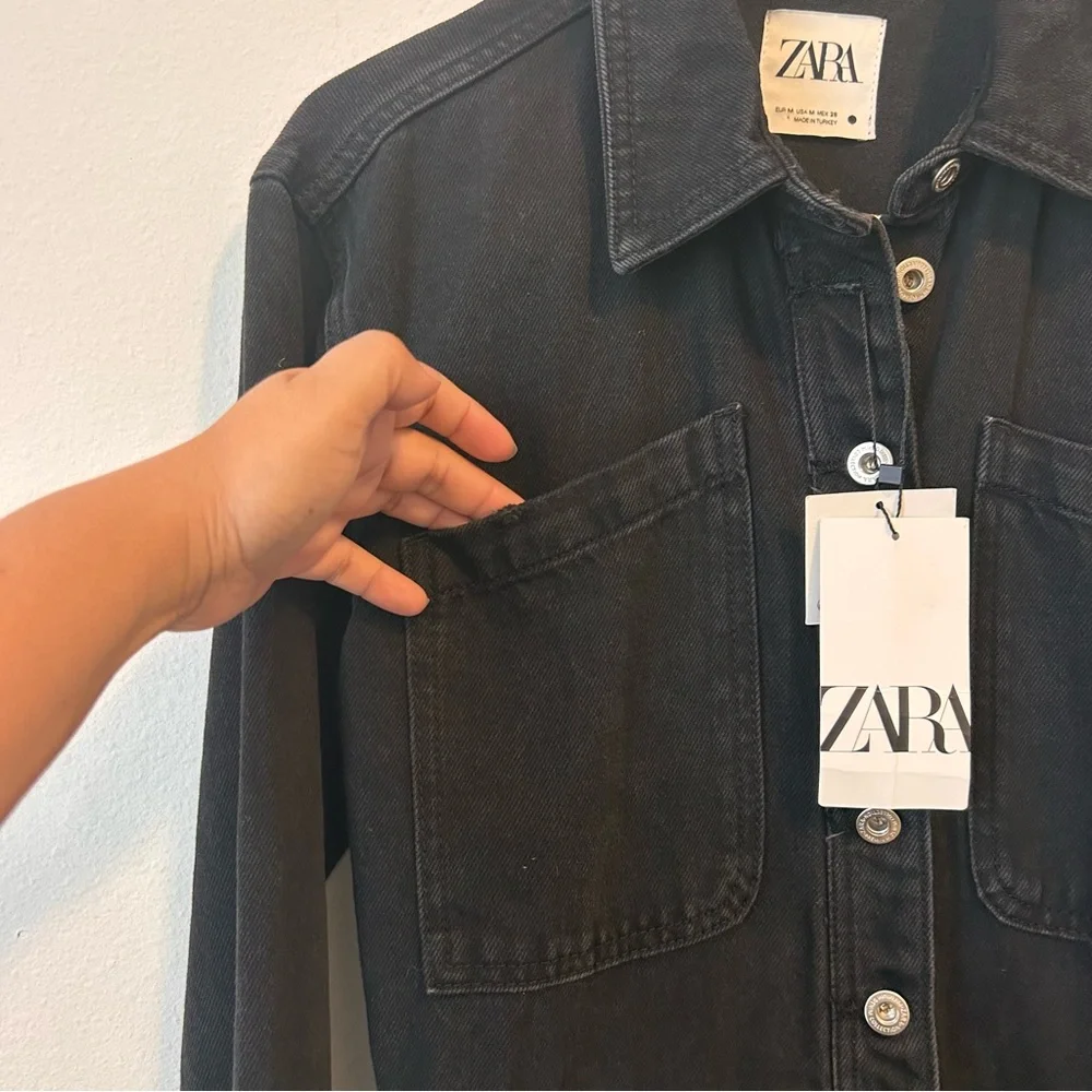 New! Zara Medium Women’s The Dorian Black Denim Jumpsuit - Picture 10 of 16